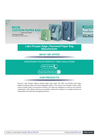 Laku Prosper Edge | Renowed Paper Bag Manufacturer
