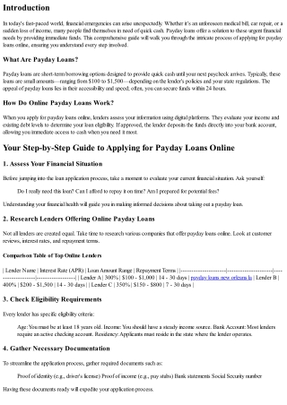 Your Step-by-Step Guide to Applying for Payday Loans Online