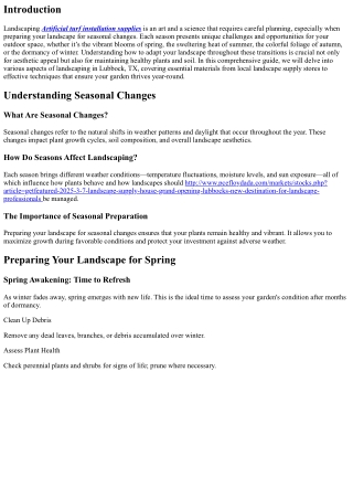 Preparing Your Landscape for Seasonal Changes