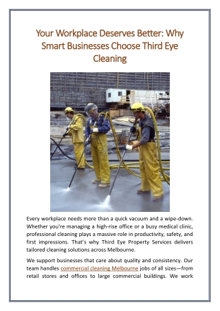 Your Workplace Deserves Better Why Smart Businesses Choose Third Eye Cleaning