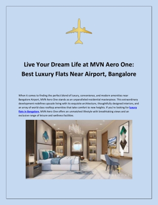 Live Your Dream Life at MVN Aero One Best Luxury Flats Near Airport Bangalore