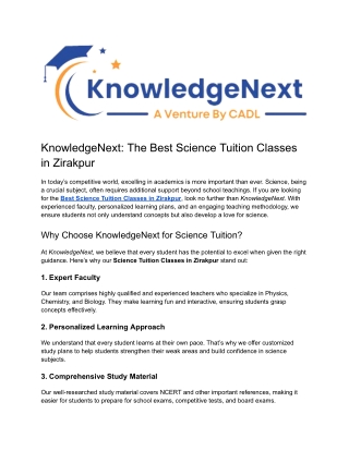 Science Tuition Classes in Zirakpur
