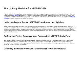 Tips to Study Medicine for NEET-PG 2024