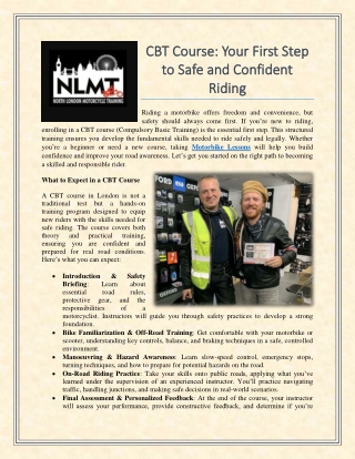 CBT Course Your First Step to Safe and Confident Riding