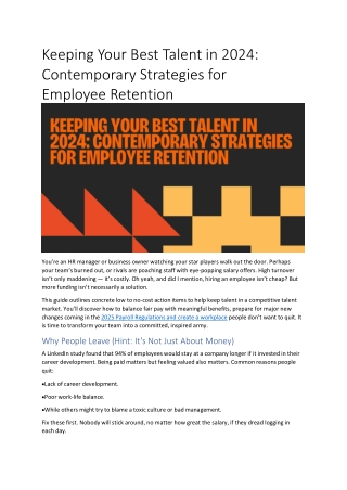 Keeping Your Best Talent in 2024: Contemporary Strategies for Employee Retention