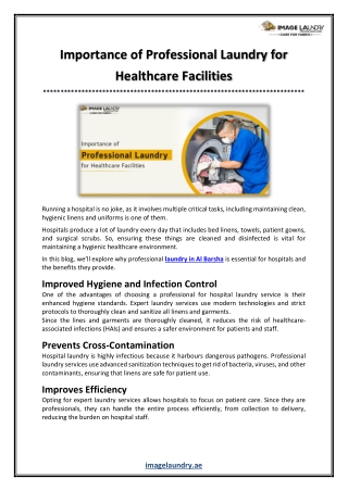 Benefits of Outsourcing Healthcare Laundry to Professionals