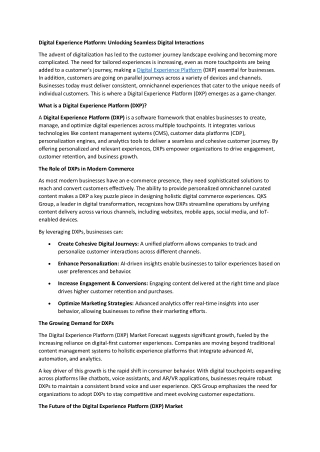 Digital Experience Platform- Unlocking Seamless Digital Interactions