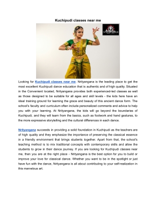 Kuchipudi classes near me | Nrityangana