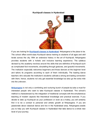 Kuchipudi classes in Hyderabad | Nrityangana