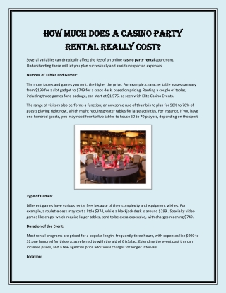 How Much Does a Casino Party Rental Really Cost