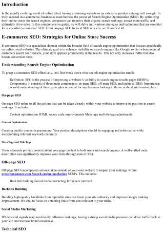 E-commerce SEO: Strategies for Online Store Success