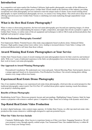 Achieving High-Quality Real Estate Photos with Golden State Visions