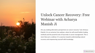 Discover a New Approach to Cancer Healing with Ayurveda