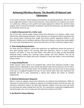 Achieving Effortless Beauty The Benefits of Natural Lash Extensions