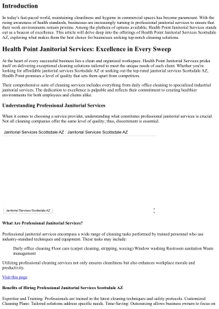 Health Point Janitorial Services: Excellence in Every Sweep