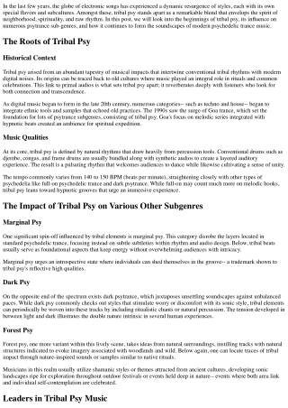 Mastering the Art of Tribal Psy: An Expedition of its Origins and Impact