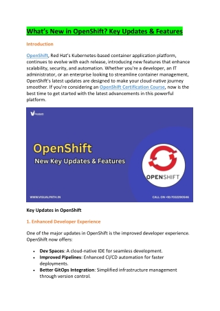 OpenShift Training - OpenShift Training In Bangalore