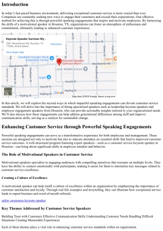 Enhancing Customer Service through Powerful Speaking Engagements