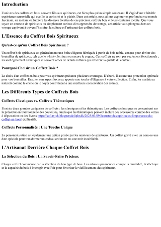Une Plongée dans l'Univers des Coffrets bois et leurs Contenus Inédits