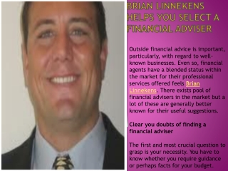 Brian Linnekens helps you select a financial adviser
