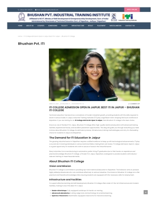 Best ITI in Jaipur - Bhushan ITI