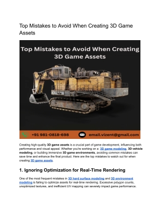Top Mistakes to Avoid When Creating 3D Game Assets