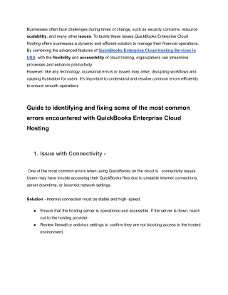 Fixing Common Errors with QuickBooks Enterprise Cloud Hosting