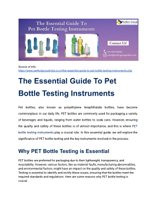 The Essential Guide To Pet Bottle Testing Instruments