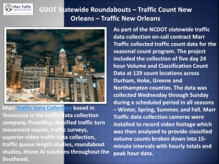 GDOT Statewide Roundabouts – Traffic Count New Orleans – Traffic New Orleans