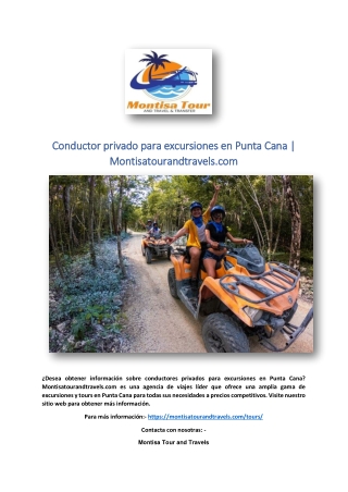 Conductor privado para excursiones en Punta Cana | Montisatourandtravels.com