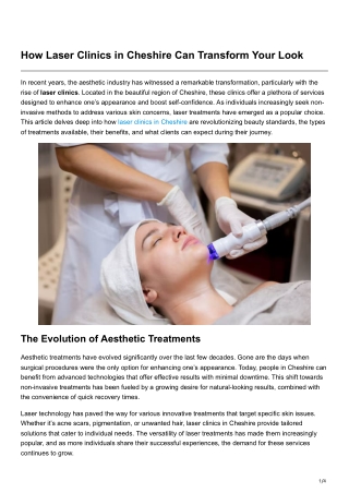 How Laser Clinics in Cheshire Can Transform Your Look