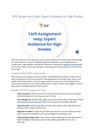 TAFE Assignment Help: Expert Guidance for High Grades