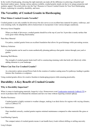 Top 5 Reasons to Choose Crushed Granite for Your Next Hardscaping Project