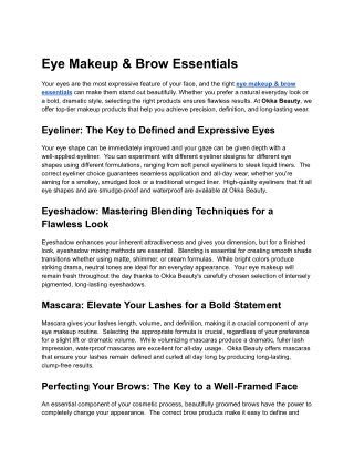 Eye Makeup & Brow Essentials