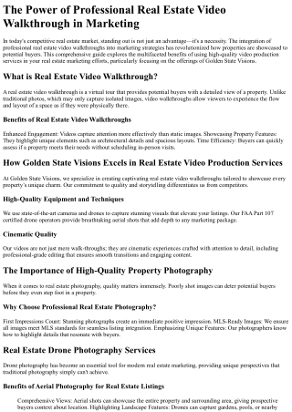 The Power of Professional Real Estate Video Walkthrough in Marketing