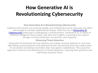 How Generative AI is Revolutionizing Cybersecurity...new