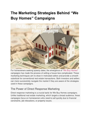 The Marketing Strategies Behind “We Buy Homes” Campaigns