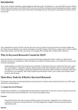Must-Have Tools for Effective Keyword Research