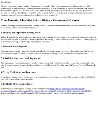 Your Essential Checklist Before Hiring a Commercial Cleaner