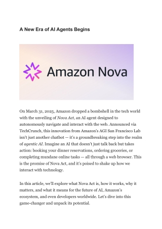 Amazon Unveils Nova Act A Game Changing AI Agent for Web Automation