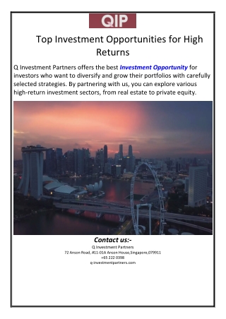 Top Investment Opportunities for High Returns