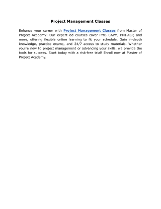 Project Management Classes
