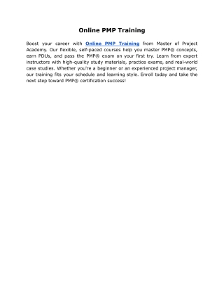 Online PMP Training