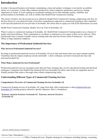 Health Point Commercial Cleaning: Quality You Can Trust in Scottsdale, AZ