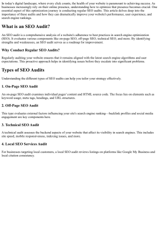 The Importance of Regular SEO Audits for Website Health