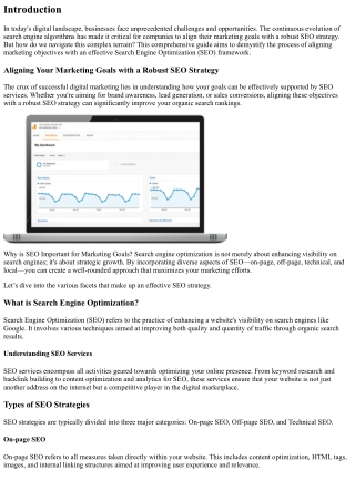Aligning Your Marketing Goals with a Robust SEO Strategy