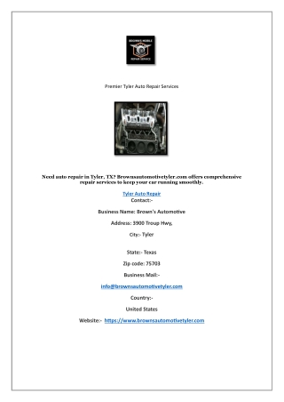 Premier Tyler Auto Repair Services new all