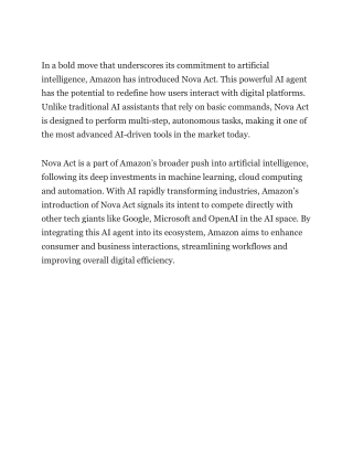 Amazon’s New AI Agent Nova Act Challenges AI Giants