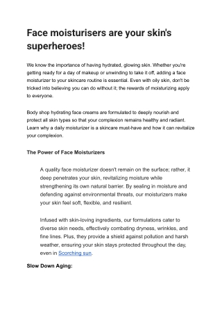 Face Moisturizers Are Your Skin Superheroes The Body Shop