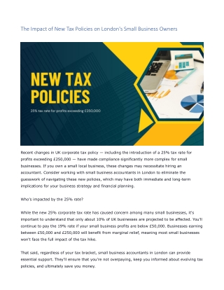 The Impact of New Tax Policies on London's Small Business Owners